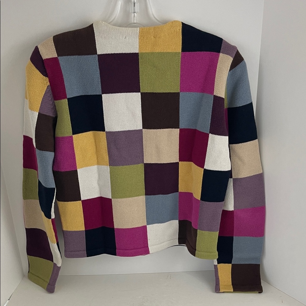 Talbots Multicolor Patchwork Cardigan - image 3